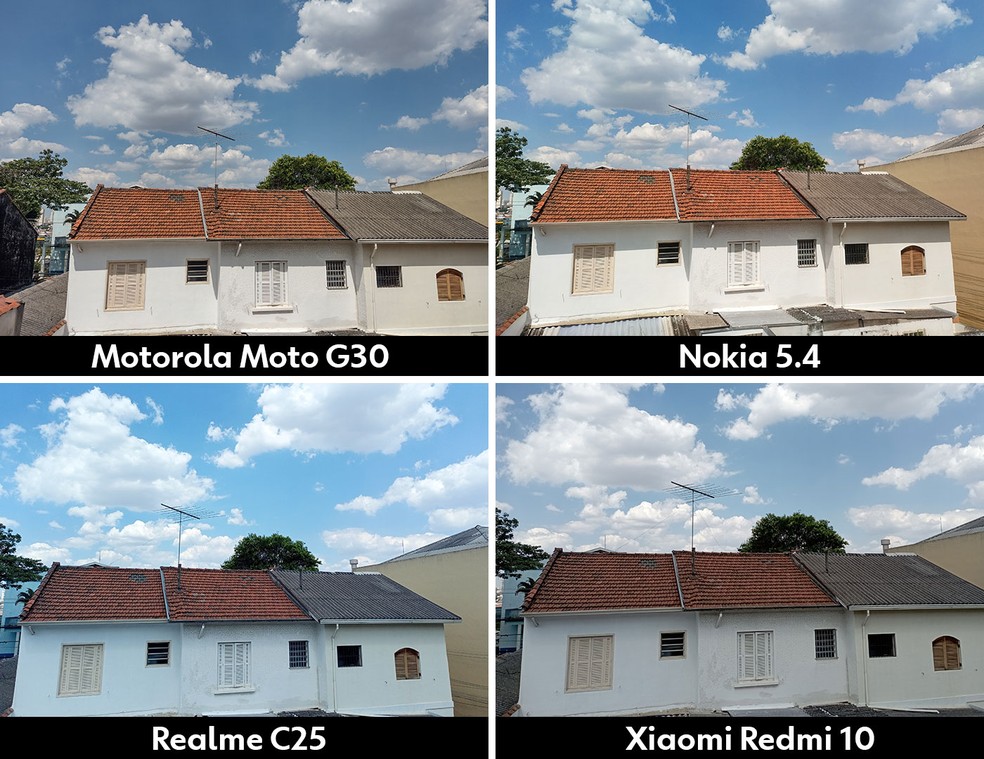 Durante o dia, Moto G30 é o que traz melhor equilíbrio de cores e contraste — Foto: Henrique Martin/g1