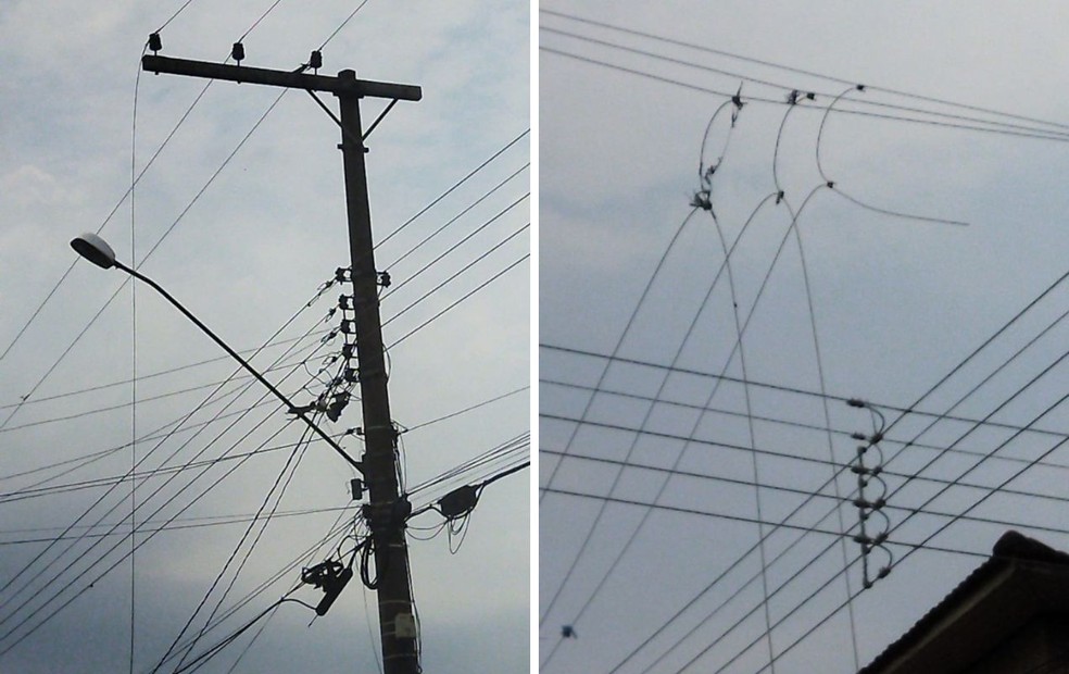 Quase 3 mil moradores ficam sem energia após pipa com material cortante se enroscar em rede elétrica em Borborema — Foto: Energisa/Divulgação