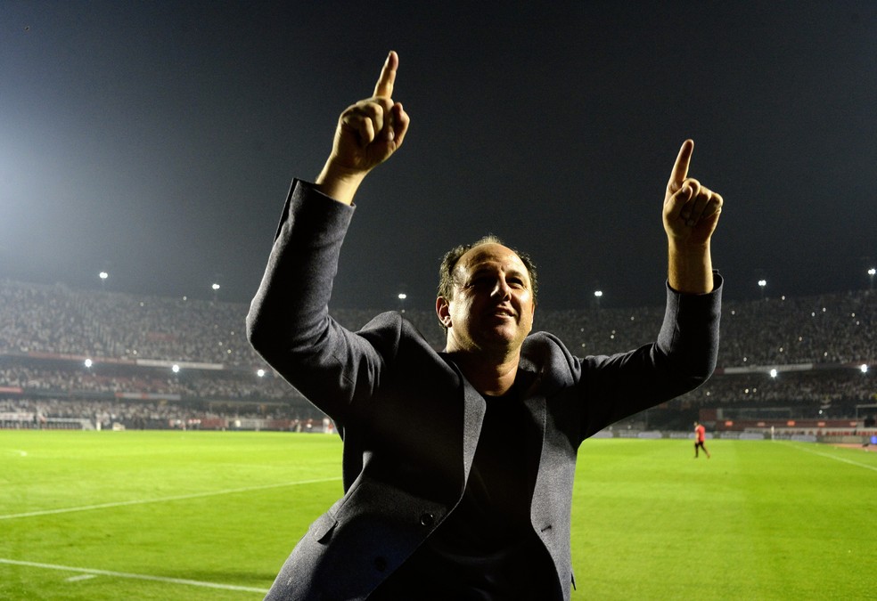 Rogério Ceni comemora classificação do São Paulo à final da Sul-Americana — Foto: Marcos Ribolli