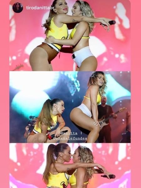 Anitta sensualiza com bailarina no palco (Foto: Reprodução/Instagram)