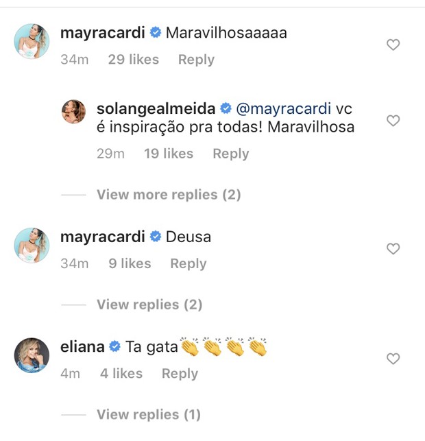 Famosas elogiam Solange Almeida (Foto: Reprodução Instagram)