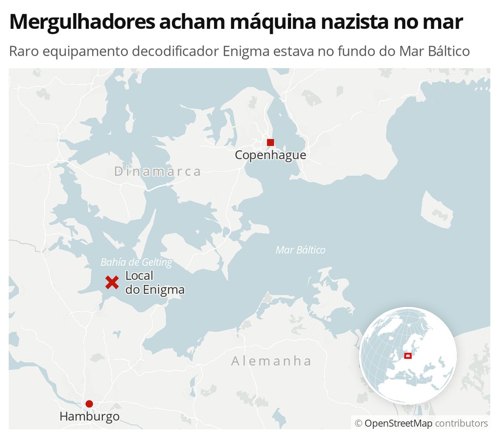 Mergulhadores acham máquina nazista no mar — Foto: G1