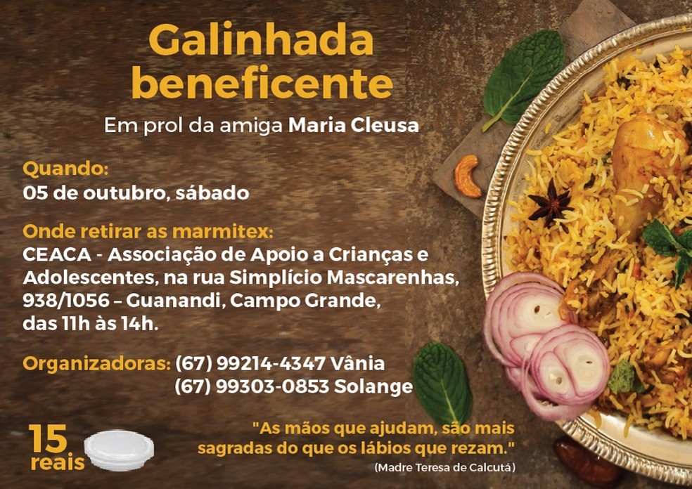 O valor arrecadado com as vendas ser&aacute; usado para pagar um exame  &mdash; Foto: Redes Sociais/Reprodu&ccedil;&atilde;o