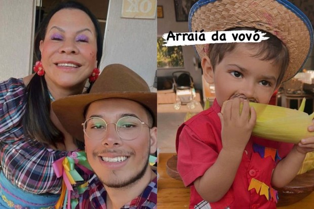 Dona Ruth, mãe de Marília Mendonça, com o filho, João Gustavo, e o neto, Léo (Foto: Reprodução/ Instagram)