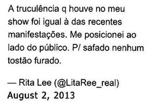 Texto que teria sido publicado por Rita Lee em rede social em 2013 (Foto: Divulgação/Amese)