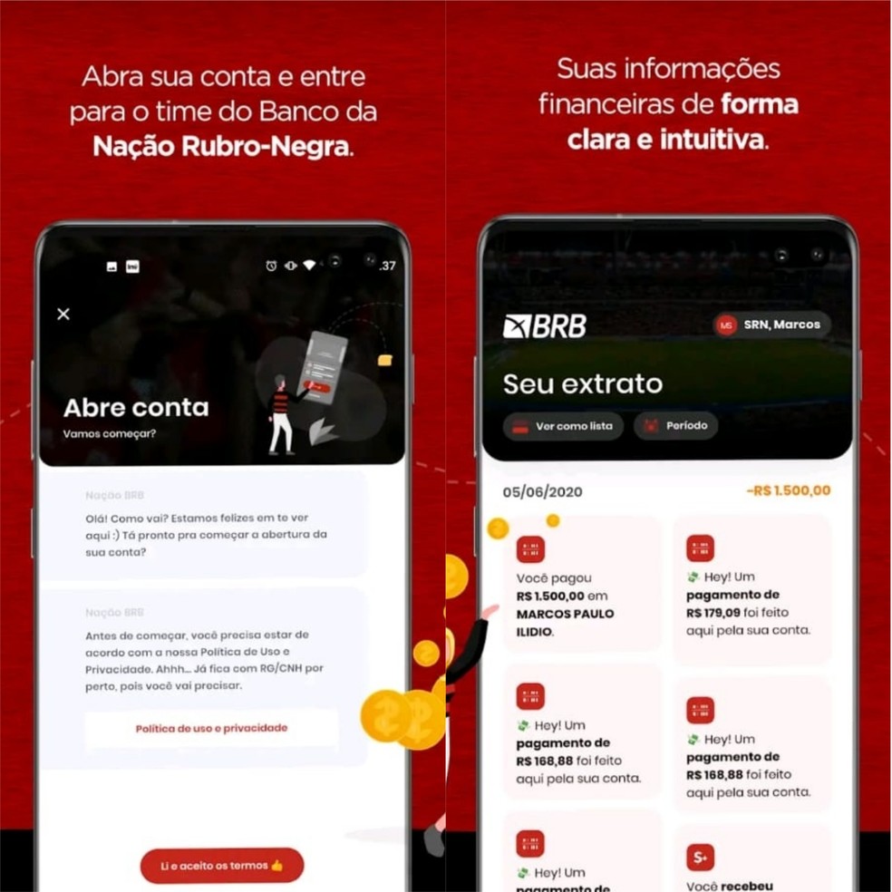 O banco do Flamengo tem seis opções de cartão de crédito e também oferece um cartão pré-pago — Foto: Divulgação/Nação BRB Fla
