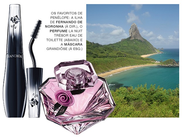 Os favoritos de Penélope: a ilha de Fernando de Noronha, o perfume La Nuit Trésor Eau de Toilette e a máscara grandiôse (Foto: Divulgação)