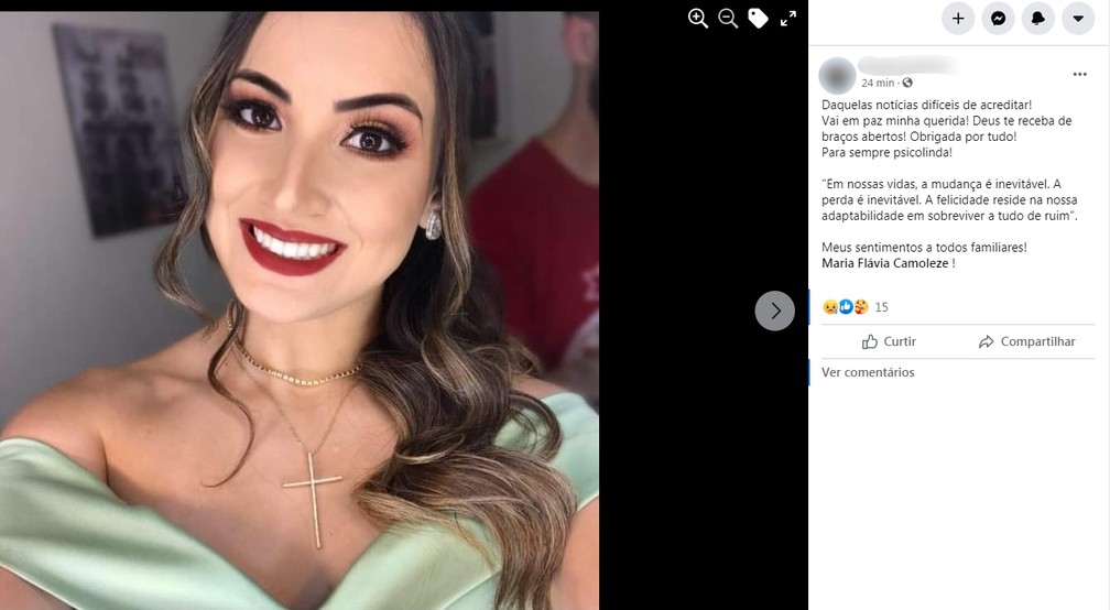 Maria Flávia era psicóloga e morava em Cândido Mota — Foto: Facebook/Reprodução