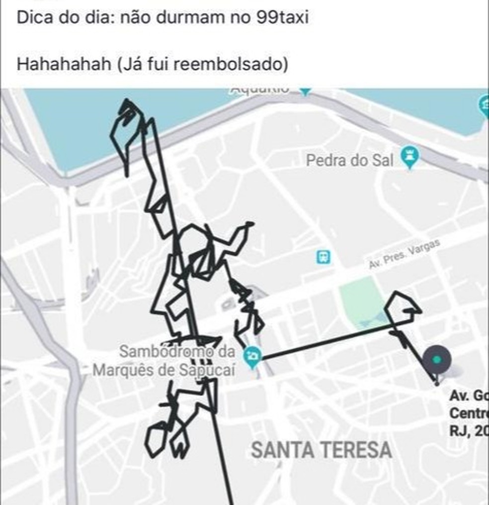 Nas redes sociais, usuÃ¡rios dos aplicativos de corrida compartilham suas experiÃªncias com o golpe Treme Treme â Foto: ReproduÃ§Ã£o / Facebook
