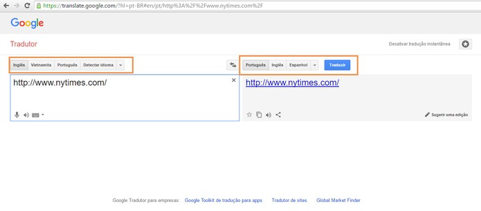 Usuário pode usar o Google Tradutor para mudar o idioma de sites (Foto: Reprodução/Barbara Mannara)