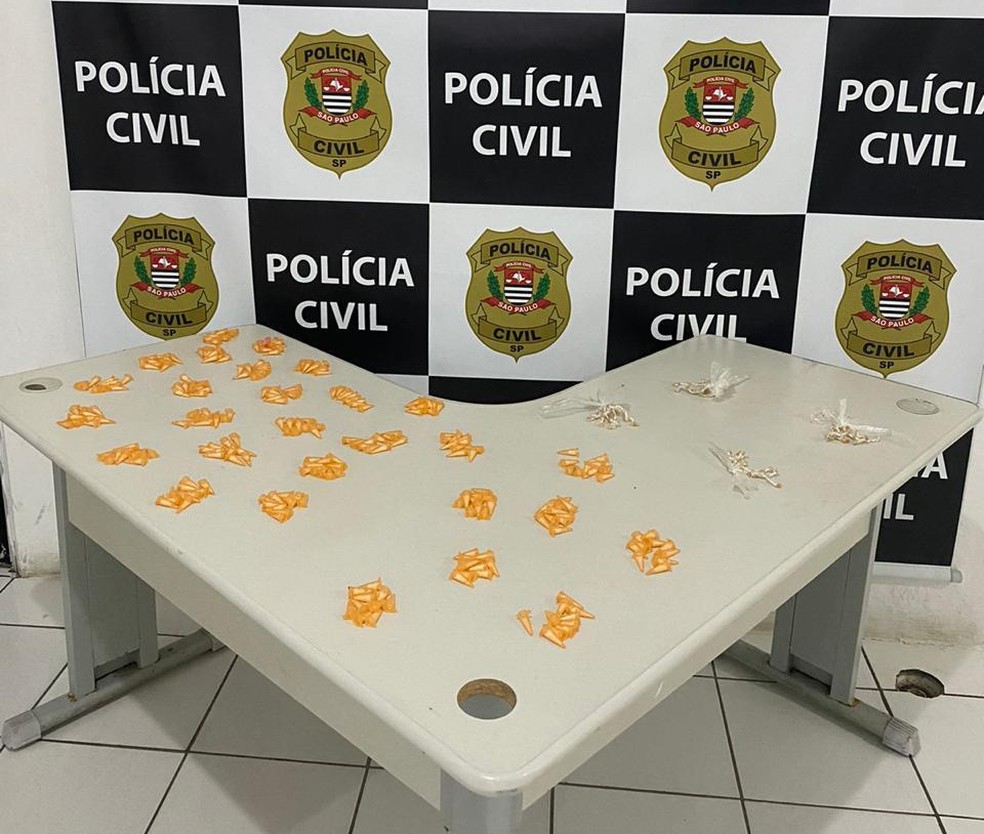 Suspeito foi preso com 392 porções de drogas — Foto: Divulgação/Polícia Civil