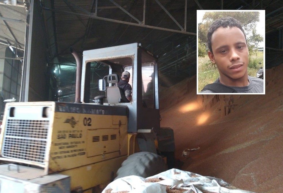 Jovem morre soterrado por grãos de sorgo em Iaras — Foto: Corpo de Bombeiros/Reprodução/Facebook