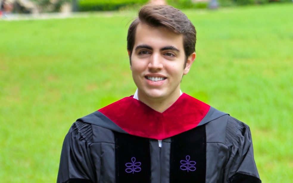 Brasiliense Mateus Costa Ribeiro na Universidade Harvard, em 2020 — Foto: Arquivo pessoal 