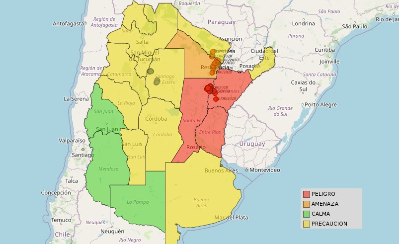 Mapa Senasa Gafanhotos na Argentina (Foto: Reprodução)