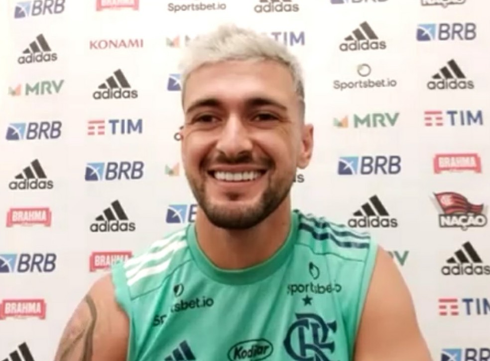 Arrascaeta em entrevista virtual ao Esporte Espetacular — Foto: Reprodução