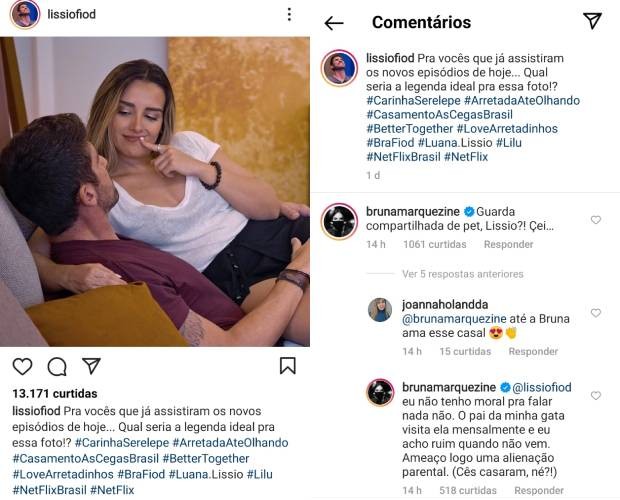 Bruna Marquezine comenta post de Lissio Fiod (Foto: Reprodução/Instagram)