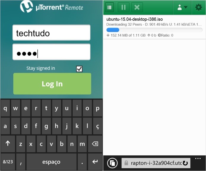 Acesse o site do uTorrent Remote em seu celular (Foto: Reprodu??o/Helito Bijora)