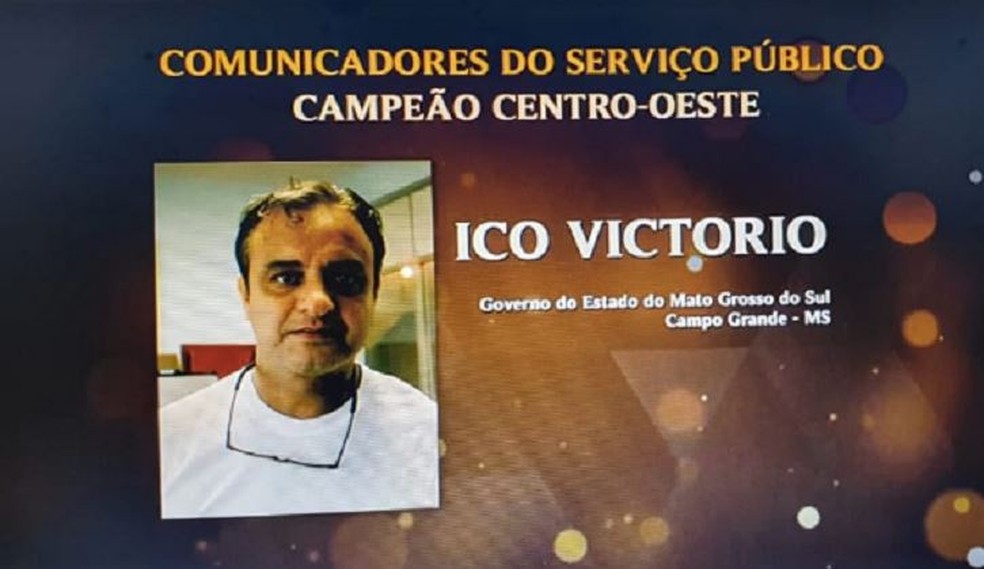 Na categoria “Comunicadores do Serviço Público” o vencedor foi o subsecretário de Comunicação do governo de Mato Grosso do Sul, Ico Victório.  — Foto: Redes Sociais/Reprodução