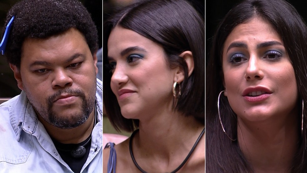 Babu, Manu e Mari estão no paredão. Eliminação será nesta terça-feira (1) — Foto: Reprodução/TV Globo