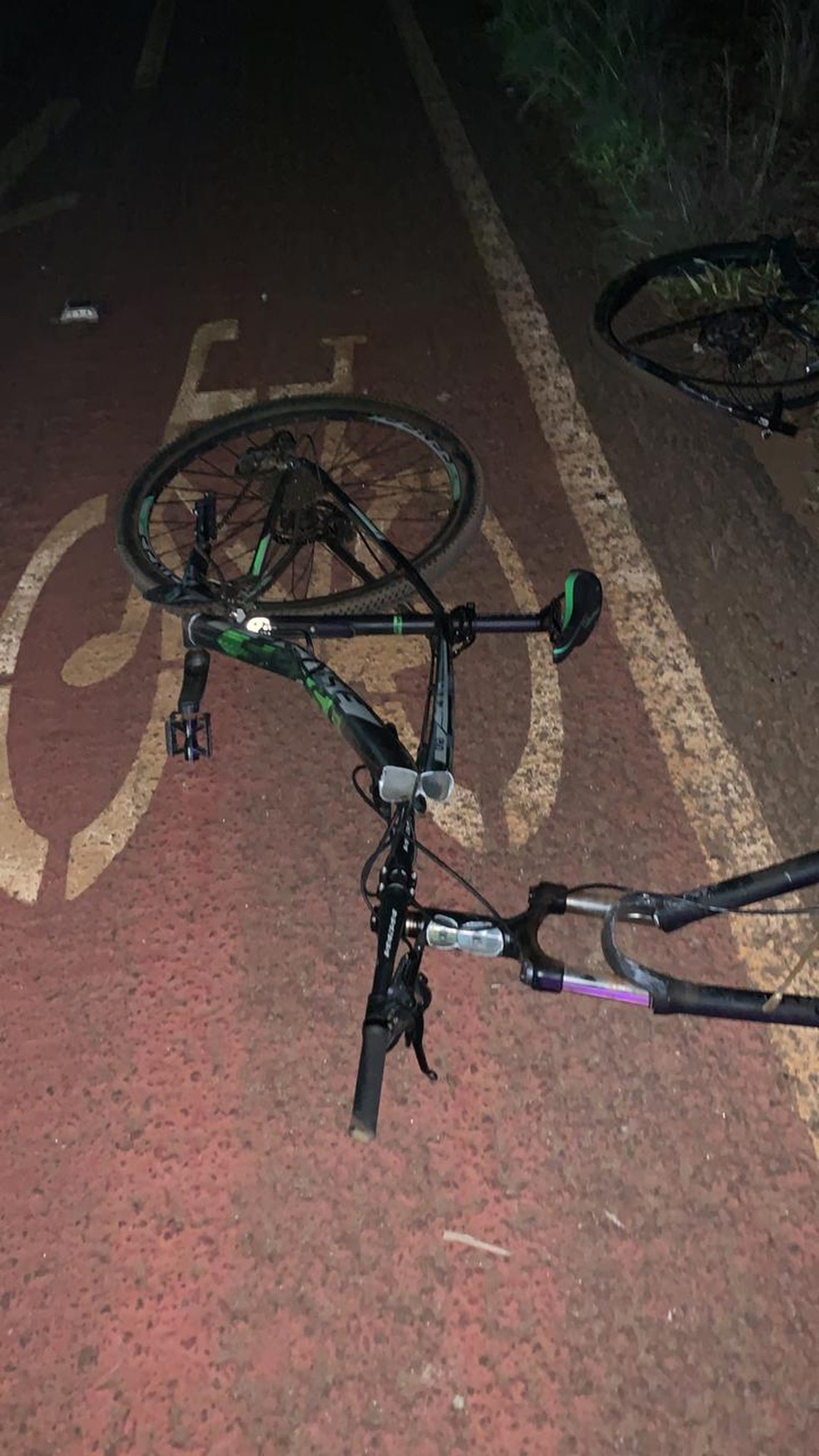Bicicleta utilizada pela vítima ficou destruída — Foto: Polícia Civil
