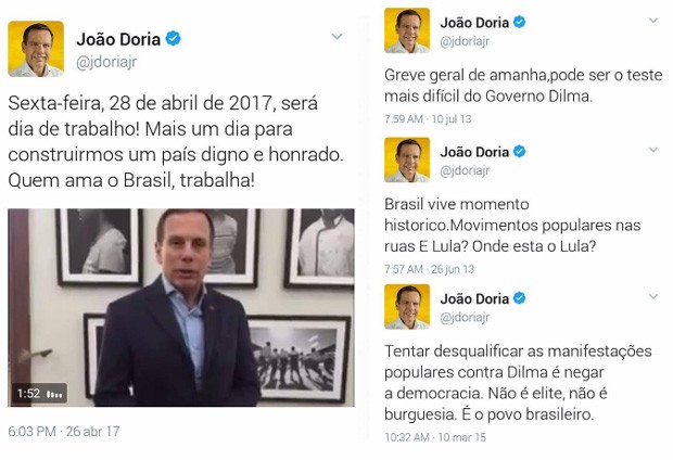 Internautas republicam tuites antigos de João Doria e comparam com declarações atuais (Foto: Reprodução Twitter)