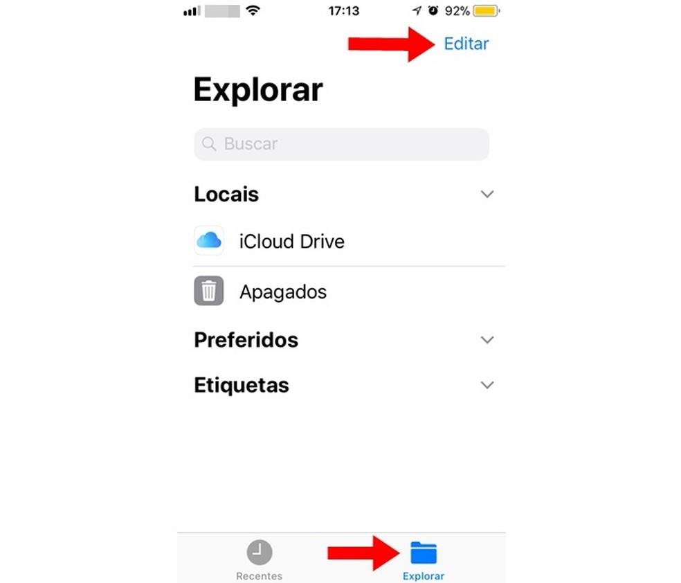 Organizando o app Arquivos do iOS 11 (Foto: Reprodução/Carolina Ribeiro)