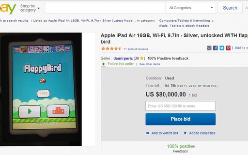 Celular com Flappy Bird instalado vale $100.000,00