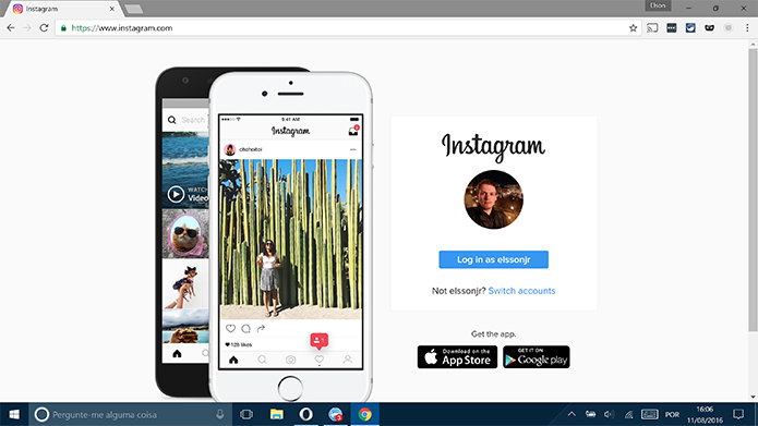 Faça login no Instagram no Chrome para começar a ver as histórias (Foto: Reprodução/Elson de Souza)