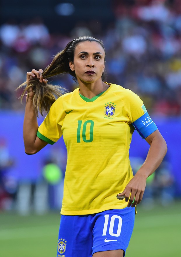 Marta usou o batom durante todo o jogo, sem borrar (Foto: Getty Images)