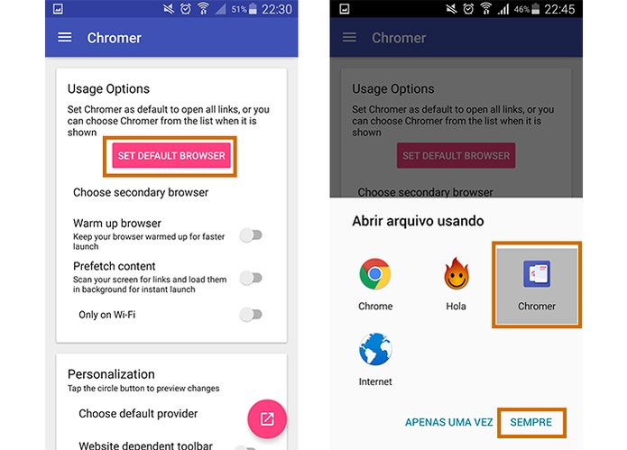 Configure o Chromer como aplicativo padrão para abrir sites no Android (Foto: Reprodução/Barbara Mannara)