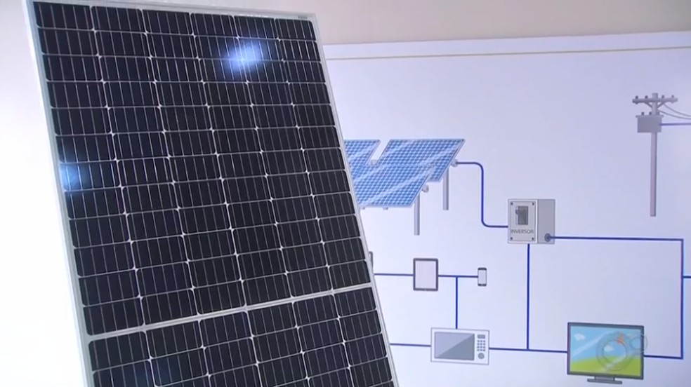Placa solar é opção para quem busca economizar energia elétrica em Itapetininga — Foto: Reprodução/TV TEM