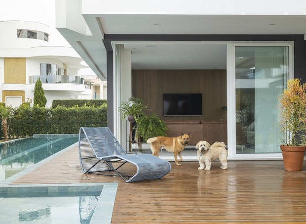 ÁREA EXTERNA | A parte de exterior é ampla e espaçosa para os cachorros e moradores aproveitarem (Foto: Divulgação / Mariana Boro)