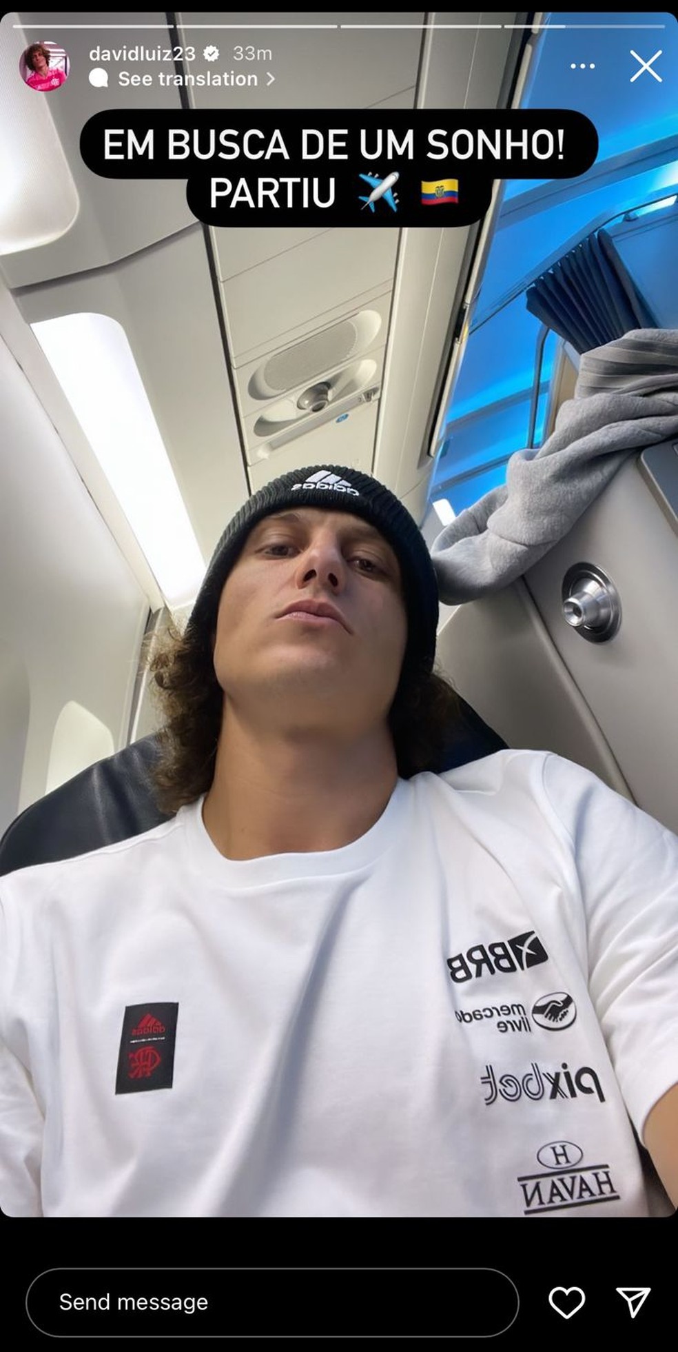 David Luiz em embarque do Flamengo para final da Libertadores &mdash; Foto: Reprodu&ccedil;&atilde;o / Arquivo pessoal