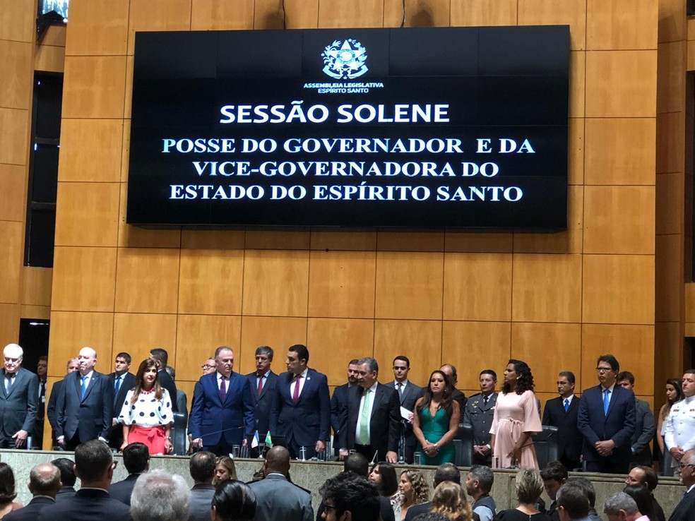 Sessão solene para a posse de Casagrande, na Ales — Foto: Juliana Borges/ G1