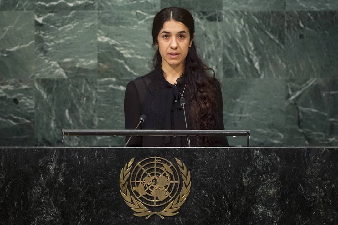 Nadia Murad em discurso na ONU (Foto: Reprodução Instagram)