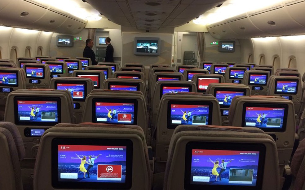 Classe econômica do A380 (Foto: Vivian Reis/G1)