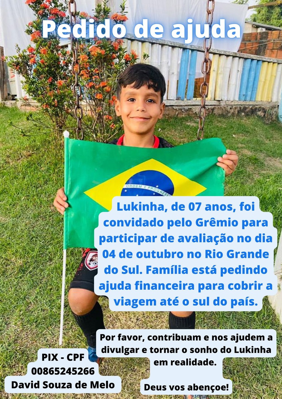 Família abre campanha de arrecadação para custear ida ao Rio Grande do Sul — Foto: Divulgação