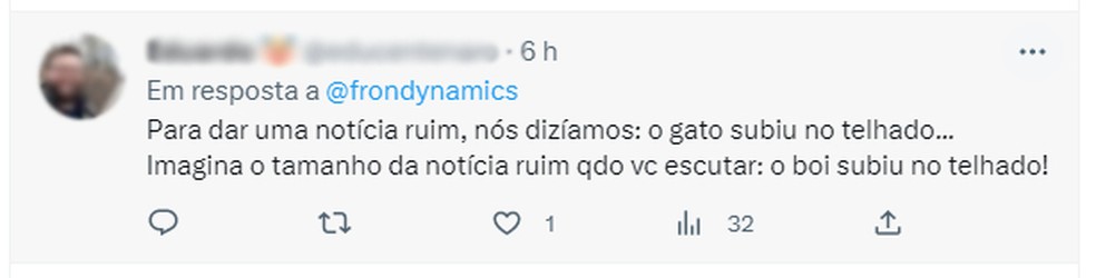 Usuários de rede social onde vídeo foi publicado ironizaram situação; caso ocorreu em Lençóis Paulista (SP) — Foto: Twitter/Reprodução