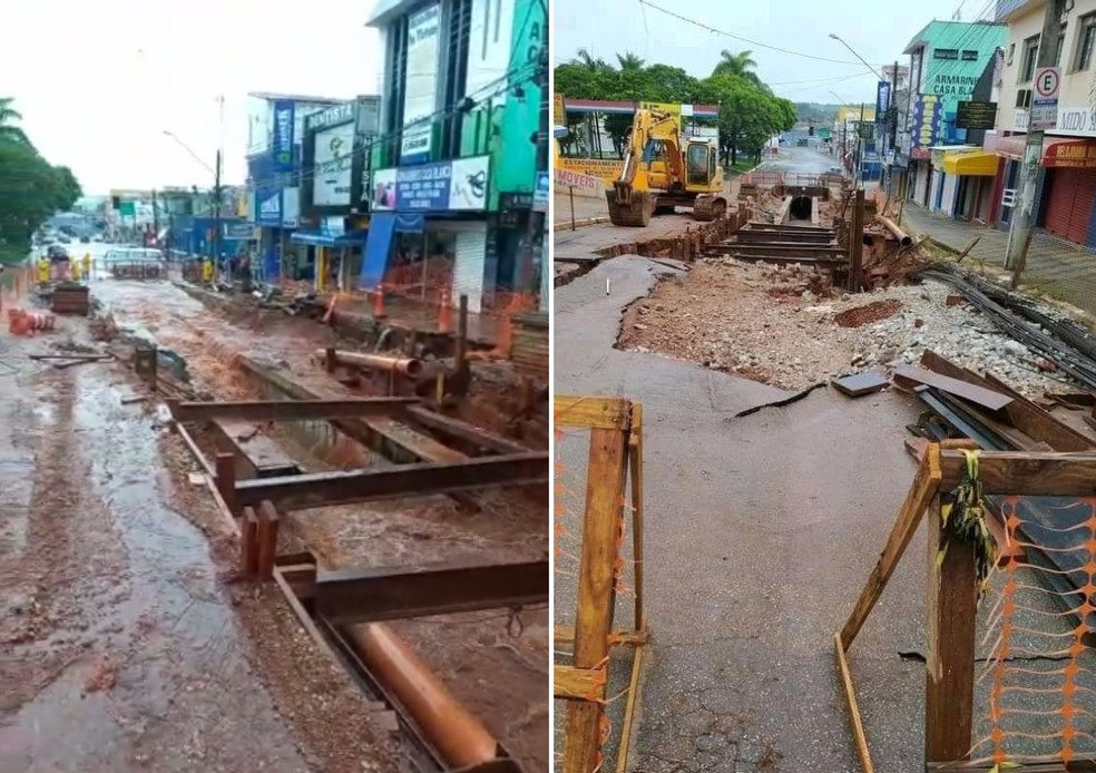 Enxurrada atingiu a Rua Dom Luiz de Souza, em Itapeva — Foto: Itapeva Alerta/Divulgação