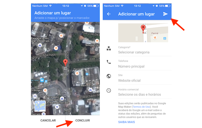 Finalizando a inclusão de uma empresa não cadastrada no Google Maps pelo celular (Foto: Reprodução/Marvin Costa)