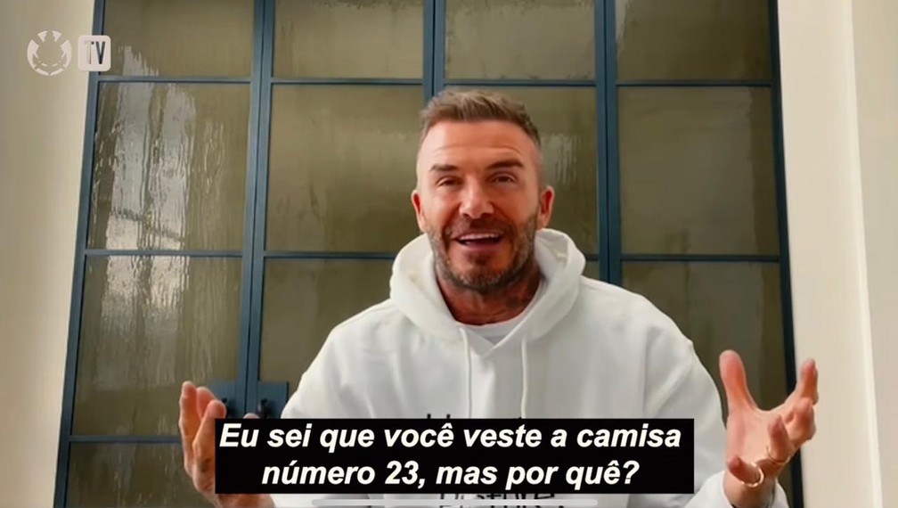 David Beckham manda mensagem e faz pergunta a Fagner, do Corinthians — Foto: Reprodução / Corinthians TV