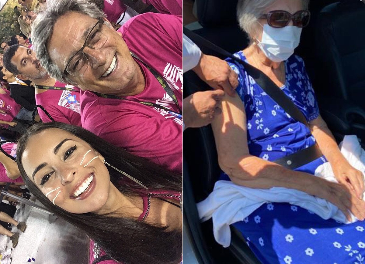Mariana Galvão, filha de Eduardo Galvão, posta foto da avó sendo vacinada contra a Covid-19 (Foto: Reprodução/Instagram)