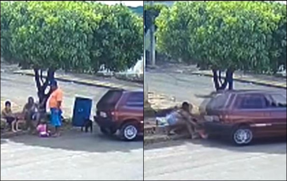 Criança de um ano e avô são atropelados e motorista tenta fugir em Piraju — Foto: Reprodução