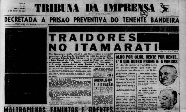 Tribuna da Imprensa, 27/06/1952: Acusação sem provas a João Cabral de Melo Neto