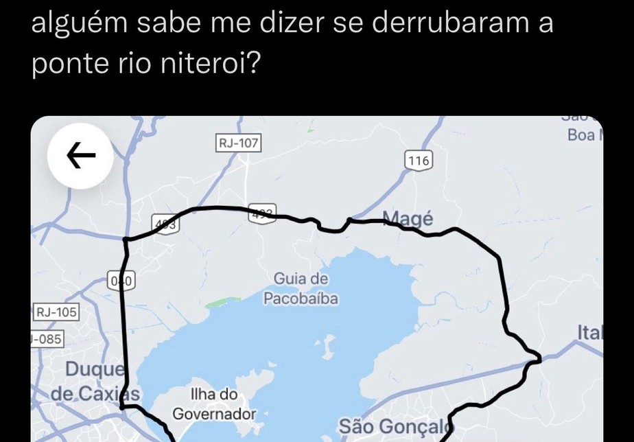 'Alguém sabe me dizer se derrubaram a Ponte Rio-Niterói?', brincou o internauta