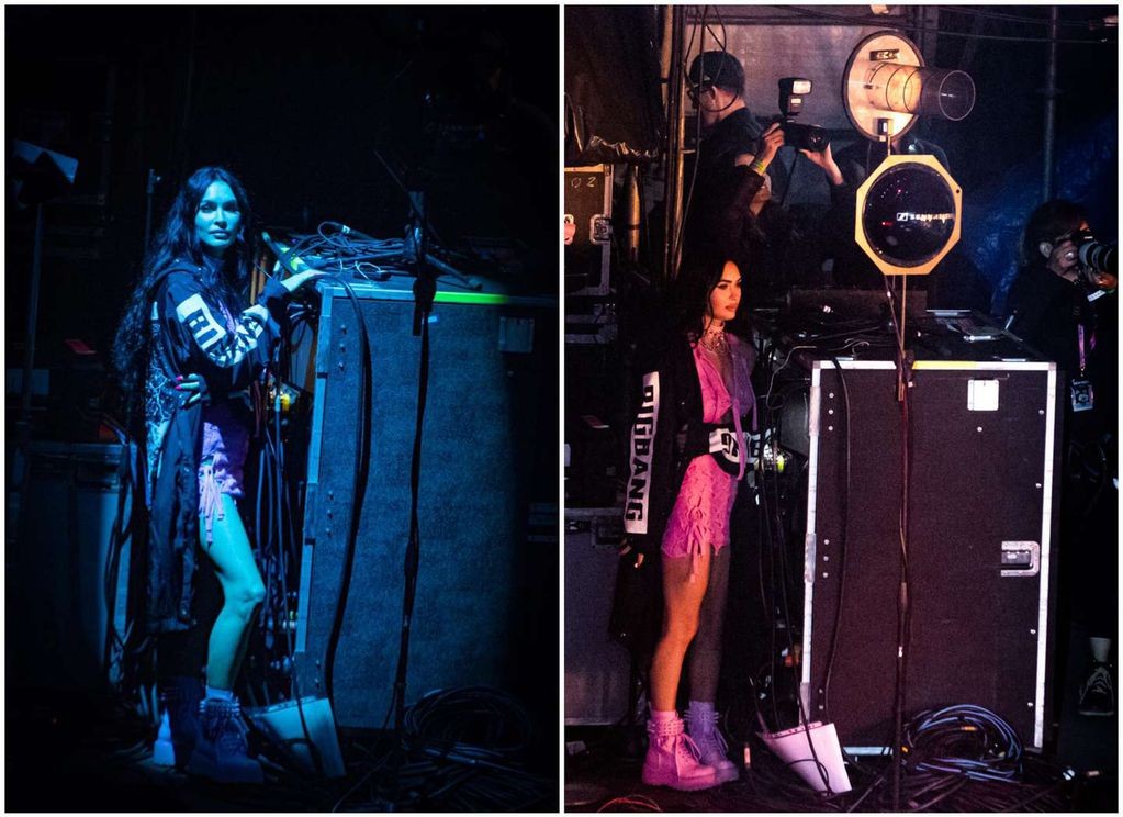 Megan Fox acompanha show de Machine Gun Kelly direto do palco do Lollapalooza Argentina 