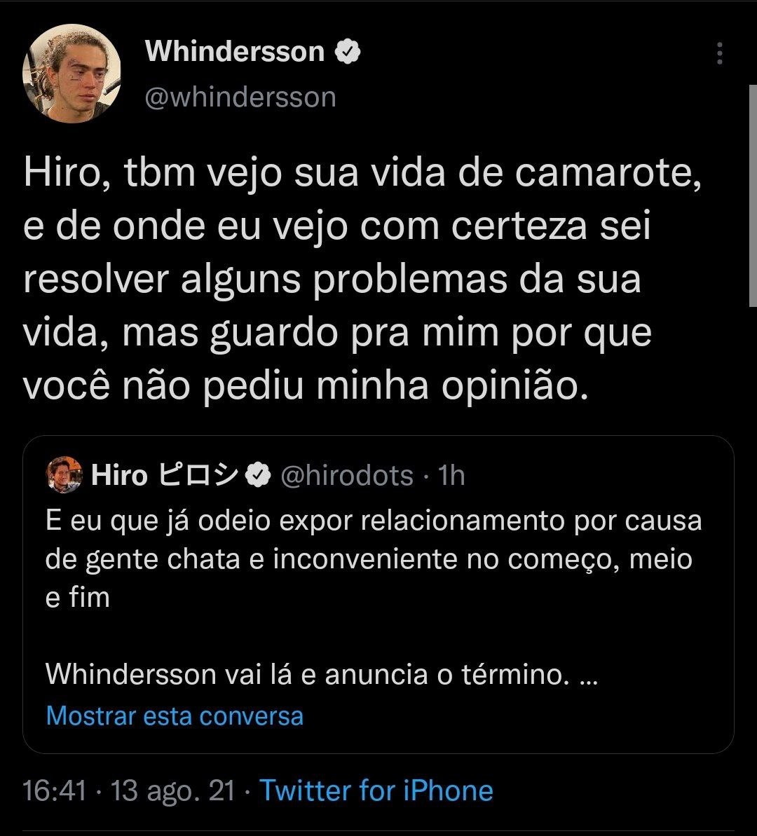 Whindersson Nunes rebate comentário sobre término (Foto: Reprodução/Twitter)