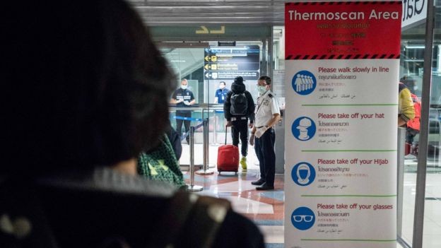 BBC - Escaneamento de temperaturas em aeroportos pode ajudar a detectar pessoas infectadas (Foto: Getty Images via BBC News)