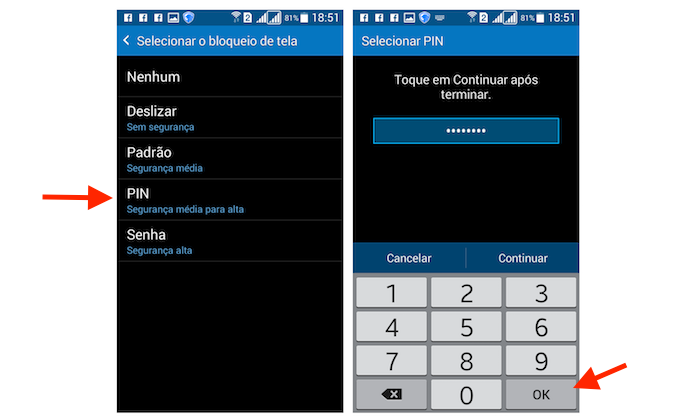 Configurando um código PIN para bloqueio de tela do Galaxy Gran Prime Duos (Foto: Reprodução/Marvin Costa)