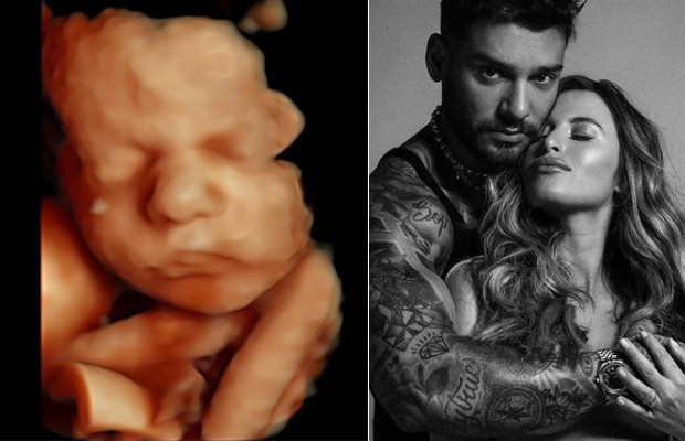 Lucas Lucco e Lorena Carvalho exibem ultrassom do filho na web (Foto: Reprodução/Instagram)